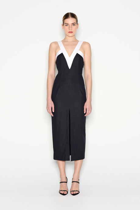 VICE MIDI DRESS BLACK/WHITE - PRE-ORDER ITEM