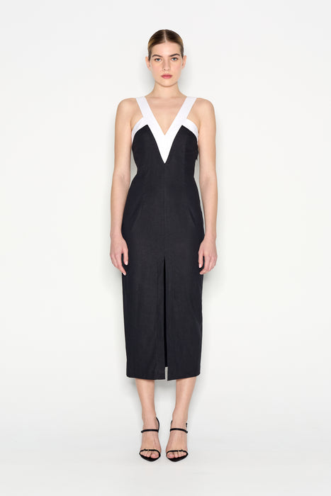 VICE MIDI DRESS BLACK/WHITE - PRE-ORDER ITEM