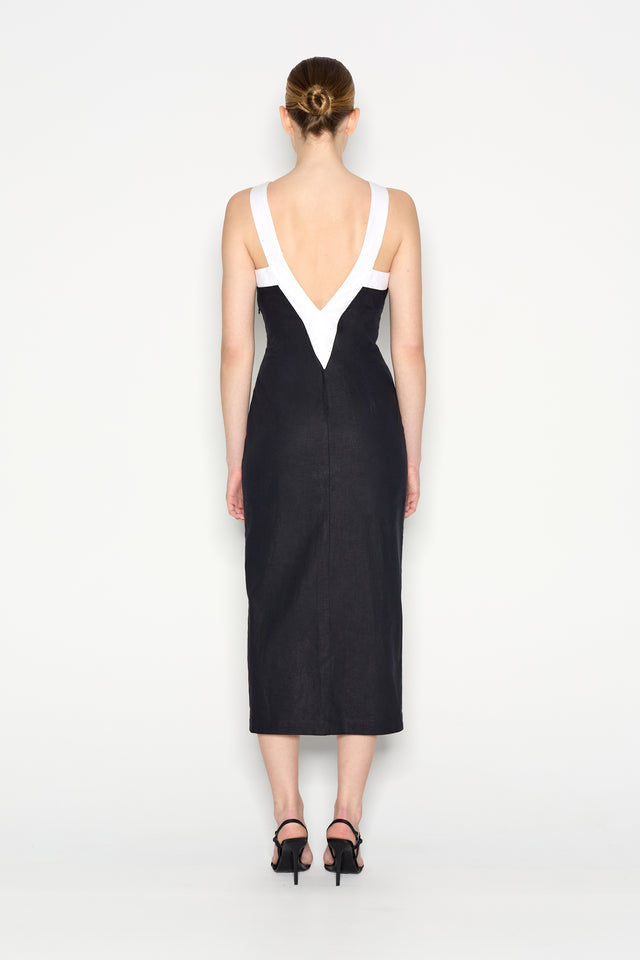 VICE MIDI DRESS BLACK/WHITE - PRE-ORDER ITEM