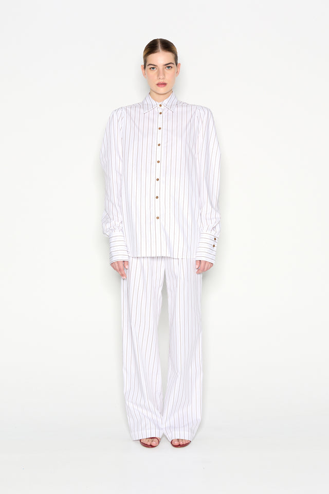 PINA COLADA SHIRT WHITE/BROWN