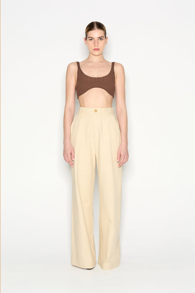 DESERT WIDE LEG TROUSERS BEIGE