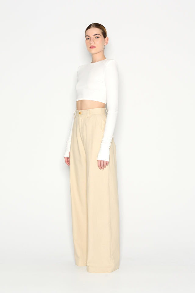 DESERT WIDE LEG TROUSERS BEIGE
