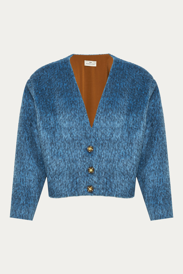LESTER CARDI TOP PEACOCK BLUE