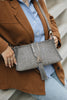 "I AM LOVE" GREY SUEDE NICKEL SHOULDER BAG