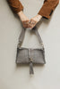 "I AM LOVE" GREY SUEDE NICKEL SHOULDER BAG