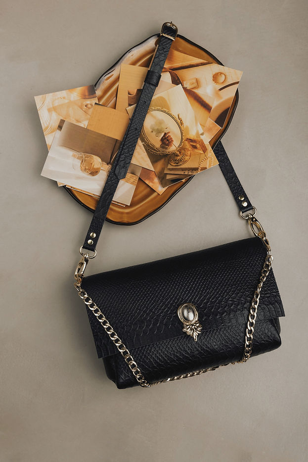 "I TURN TO YOU" BLACK NICKEL SHOULDER BAG