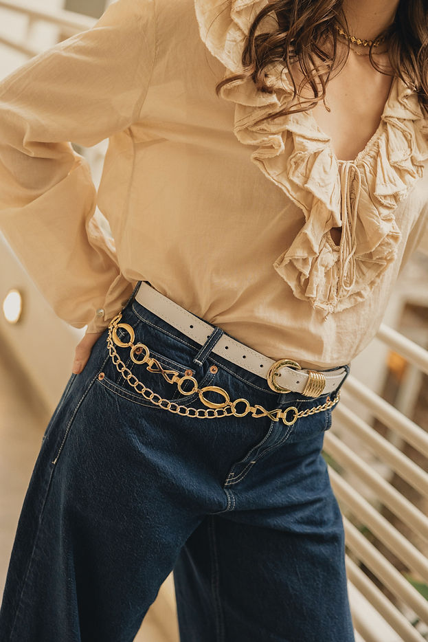 "DANCING WITH MY SELF" GOLD CHAIN BELT