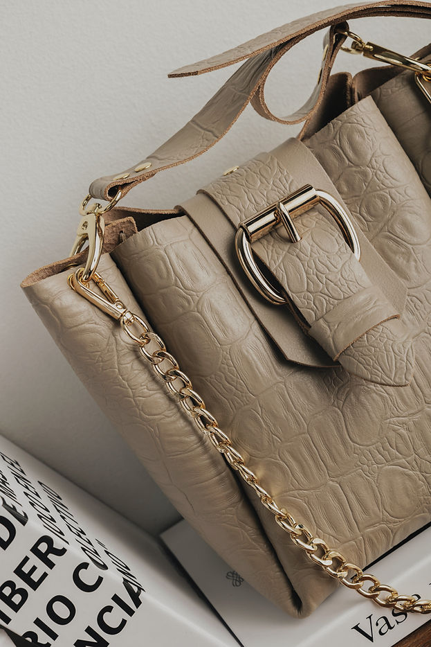 "MISSING" STONE BEIGE GOLD SHOULDER BAG