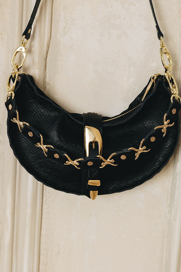 "MORE THAN THIS" BLACK GOLD SHOULDER BAG