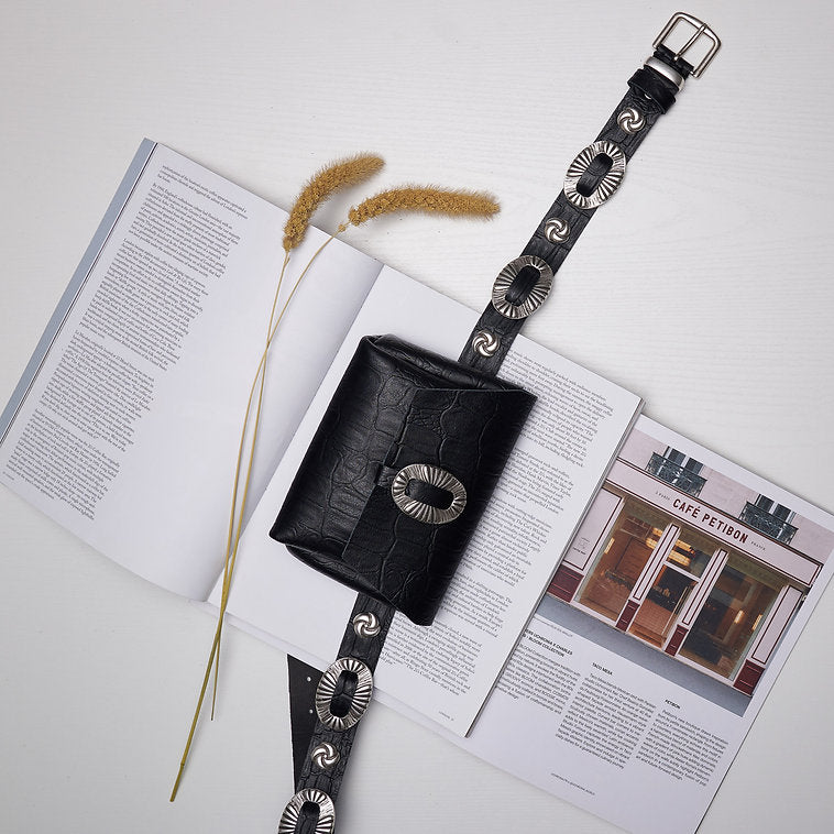 "DON'T STOP BELIEVIN" BLACK NICKEL BELTBAG