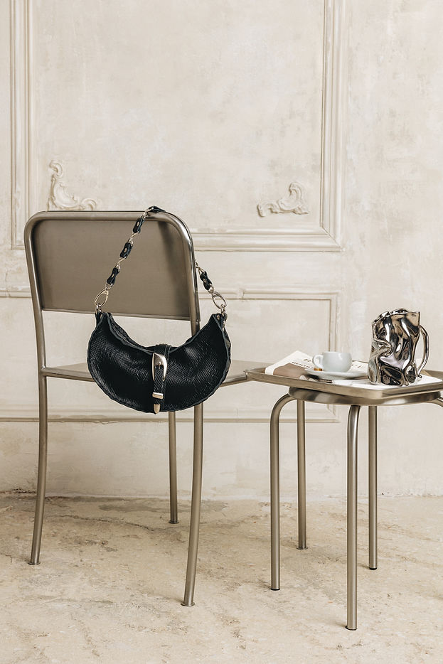 "MORE THAN THIS" BLACK NICKEL SHOULDER BAG