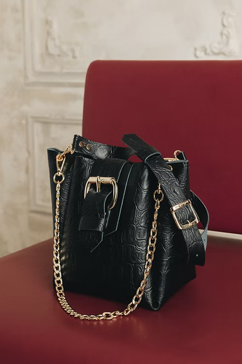 "MISSING" BLACK GOLD LEATHER BAG