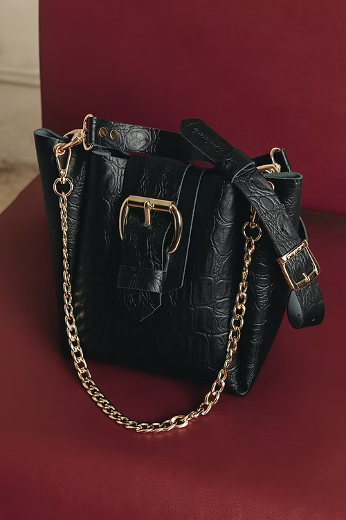"MISSING" BLACK GOLD LEATHER BAG