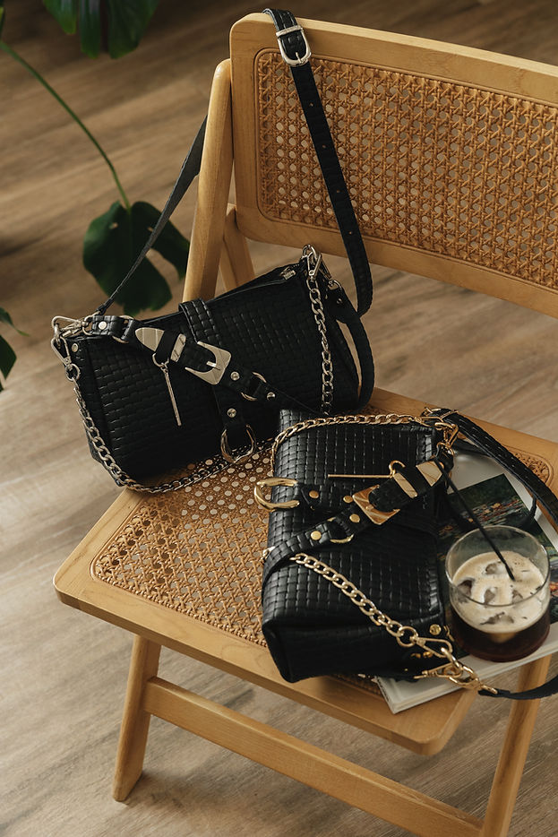 "MEXICAN MOON" BLACK NICKEL SHOULDER BAG