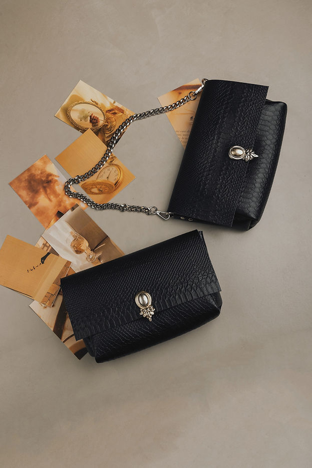 "I TURN TO YOU" BLACK NICKEL SHOULDER BAG