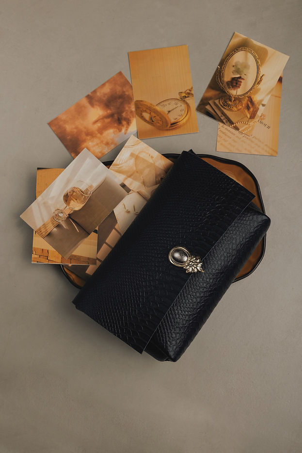 "I TURN TO YOU" BLACK NICKEL SHOULDER BAG