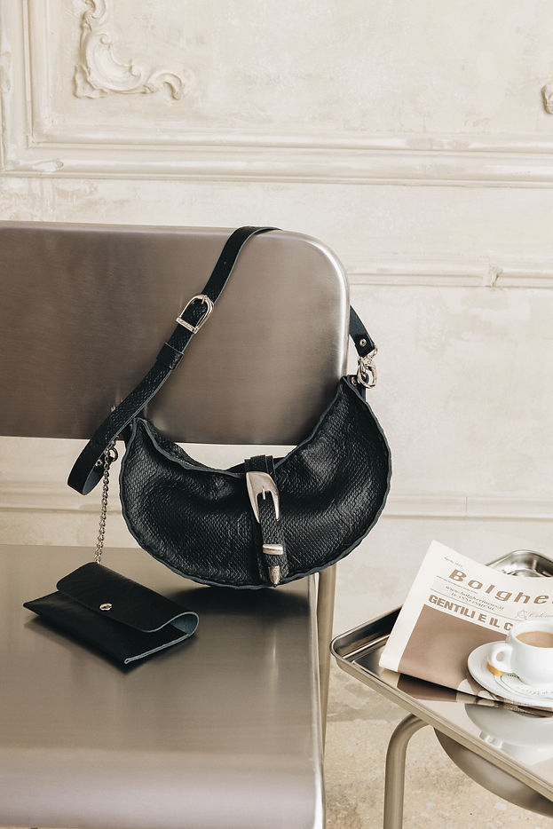 "MORE THAN THIS" BLACK NICKEL SHOULDER BAG