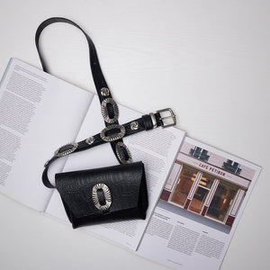 "DON'T STOP BELIEVIN" BLACK NICKEL BELTBAG