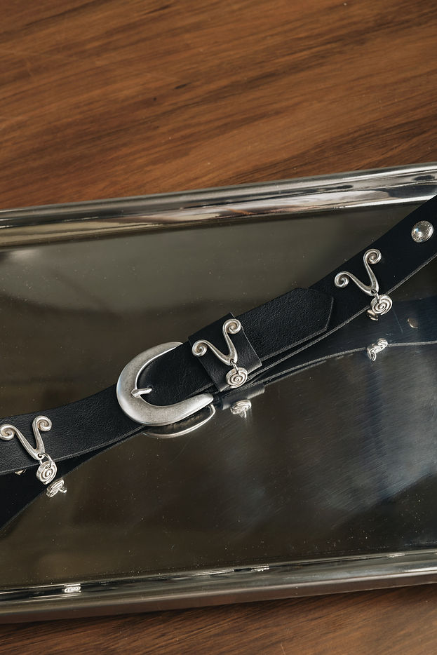 "DROP BABY DROP" BLACK NICKEL BELT