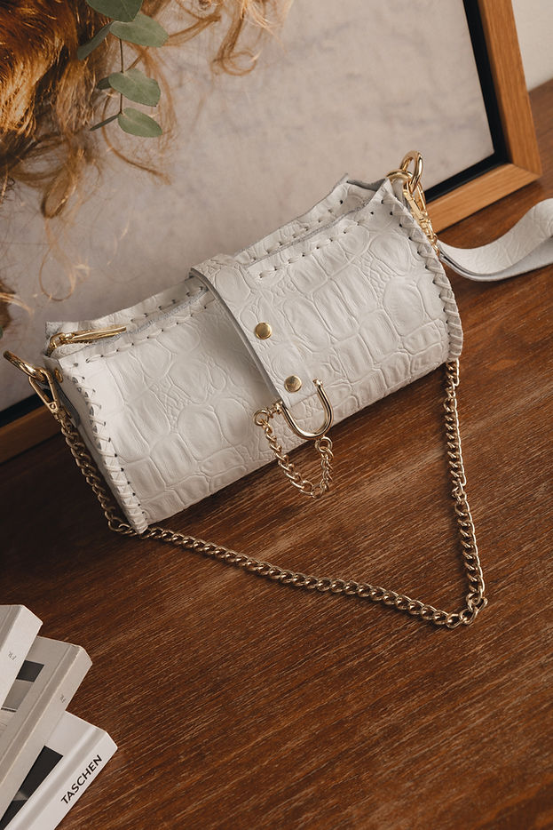 "HIGH ON EMOTION" OFF WHITE GOLD BARREL BAG