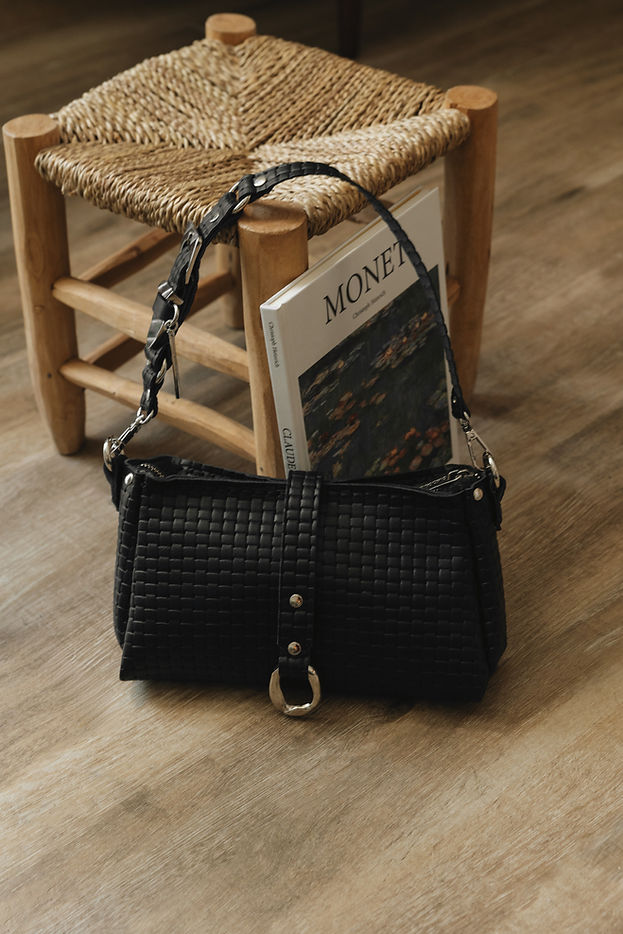 "MEXICAN MOON" BLACK NICKEL SHOULDER BAG