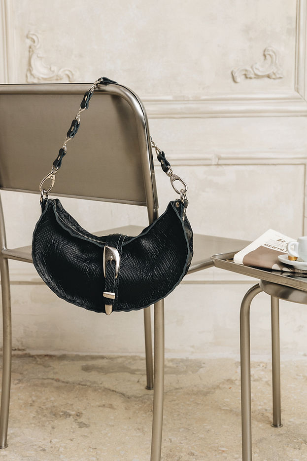 "MORE THAN THIS" BLACK NICKEL SHOULDER BAG