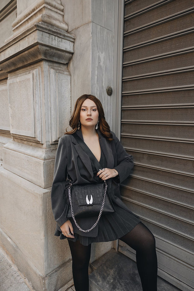 "WINGS" BLACK NICKEL SHOULDER BAG