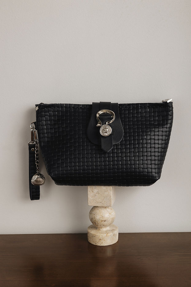 "LA ISLA BONITA" BLACK NICKEL CLUTCH BAG
