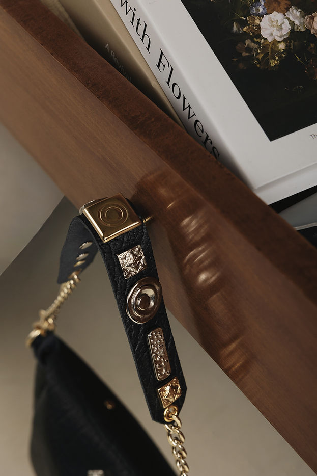 "BEAUTIFUL THINGS" BLACK NICKEL SHOULDER BAG