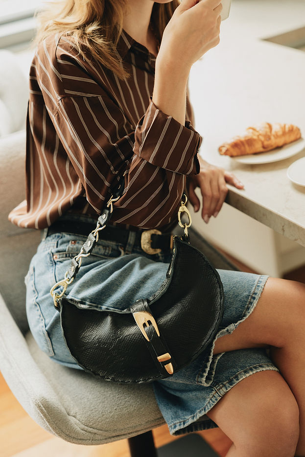 "MORE THAN THIS" BLACK GOLD SHOULDER BAG
