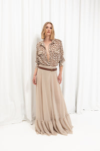 BEIGE RUFFLED SKIRT