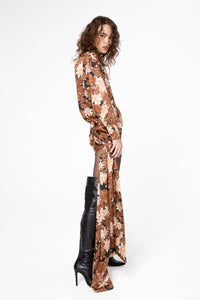 BROWN DAHLIA MINI WRAP TIE DETAIL DRESS