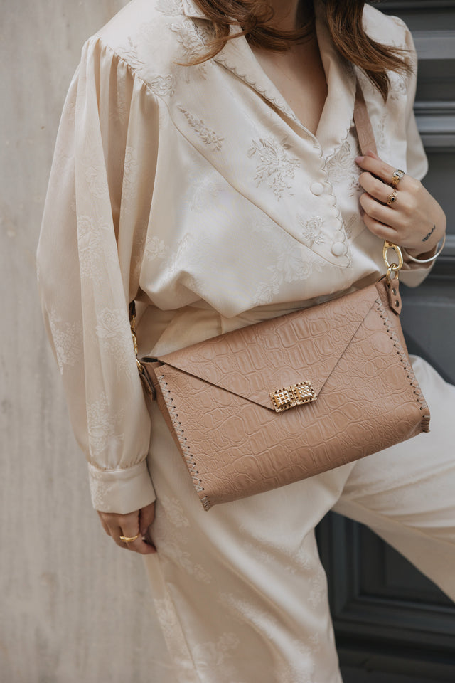 "SKY" MOCHA GOLD SHOULDER BAG