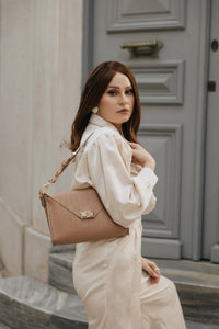 "SKY" MOCHA GOLD SHOULDER BAG