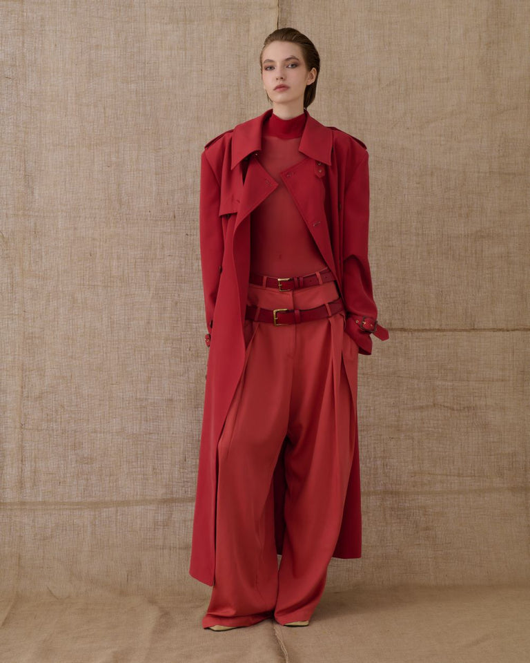 SANGUINE RED TRENCH COAT