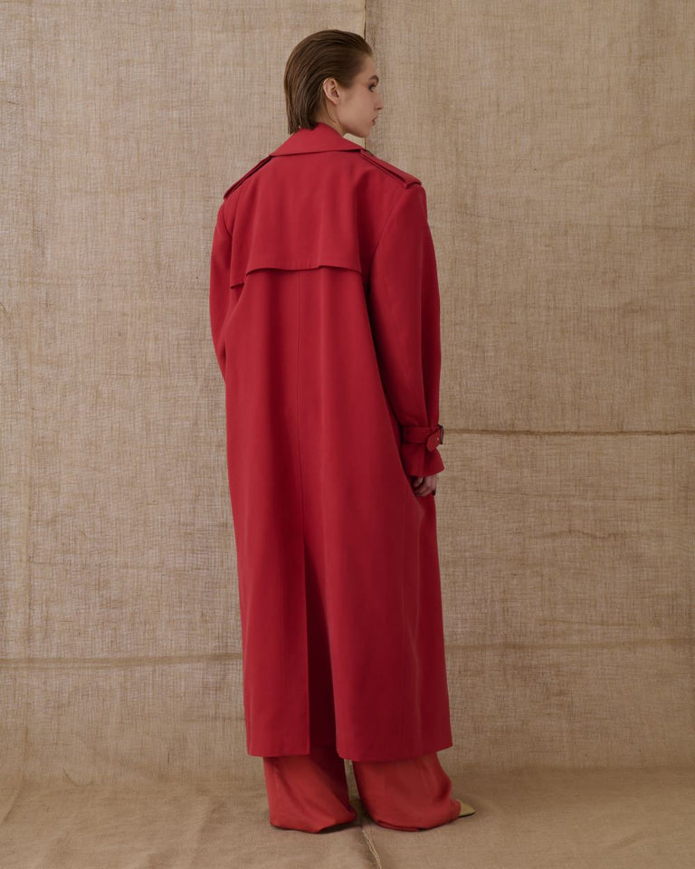 SANGUINE RED TRENCH COAT