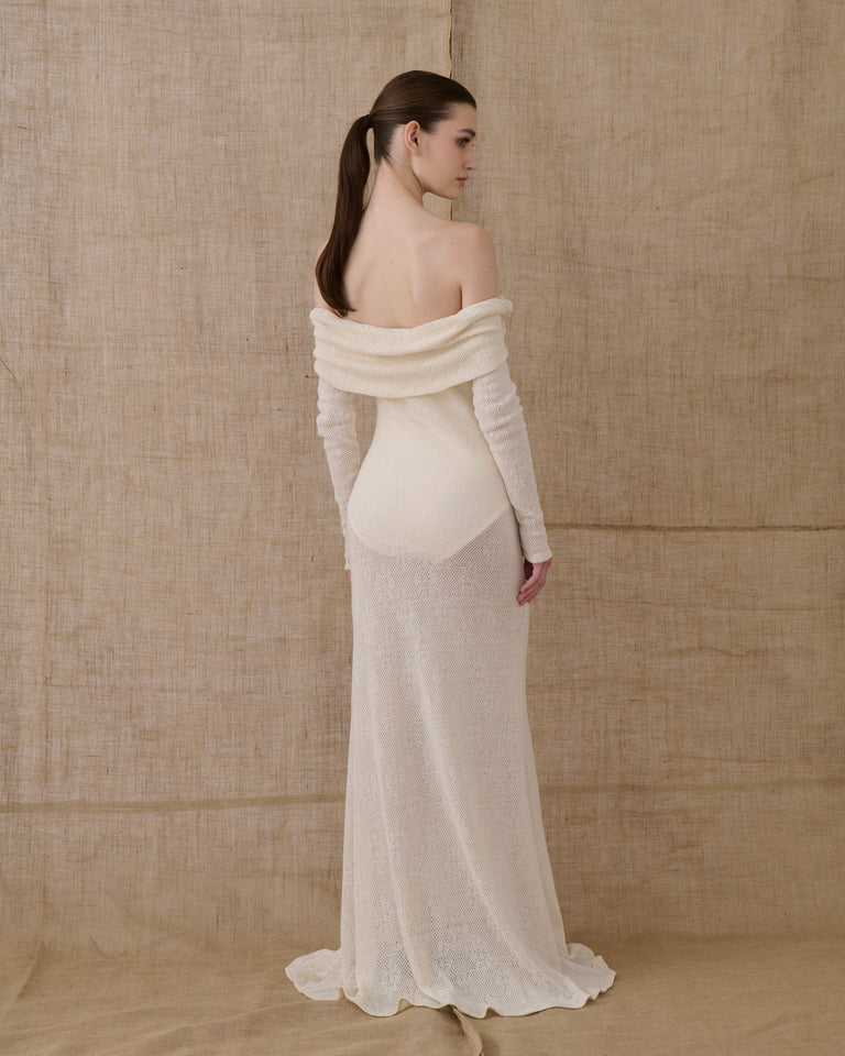 ECRU CROCHETED MAXI DRESS