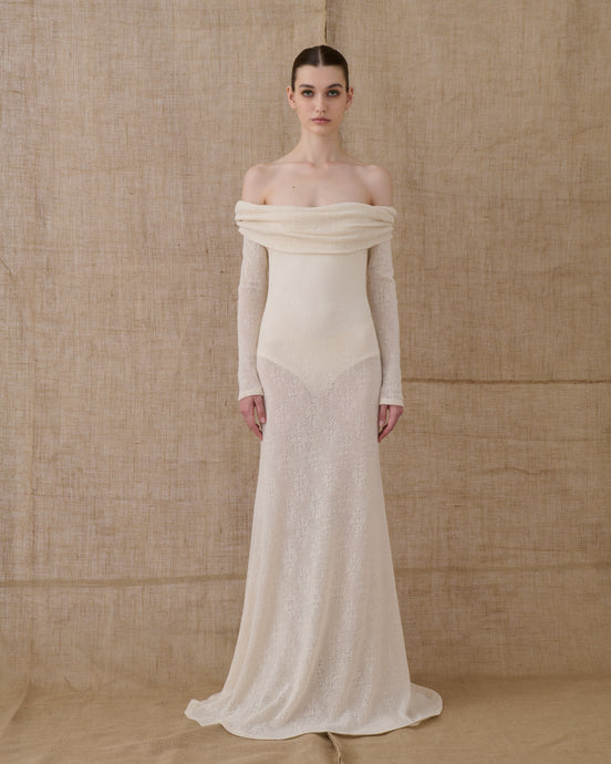 ECRU CROCHETED MAXI DRESS