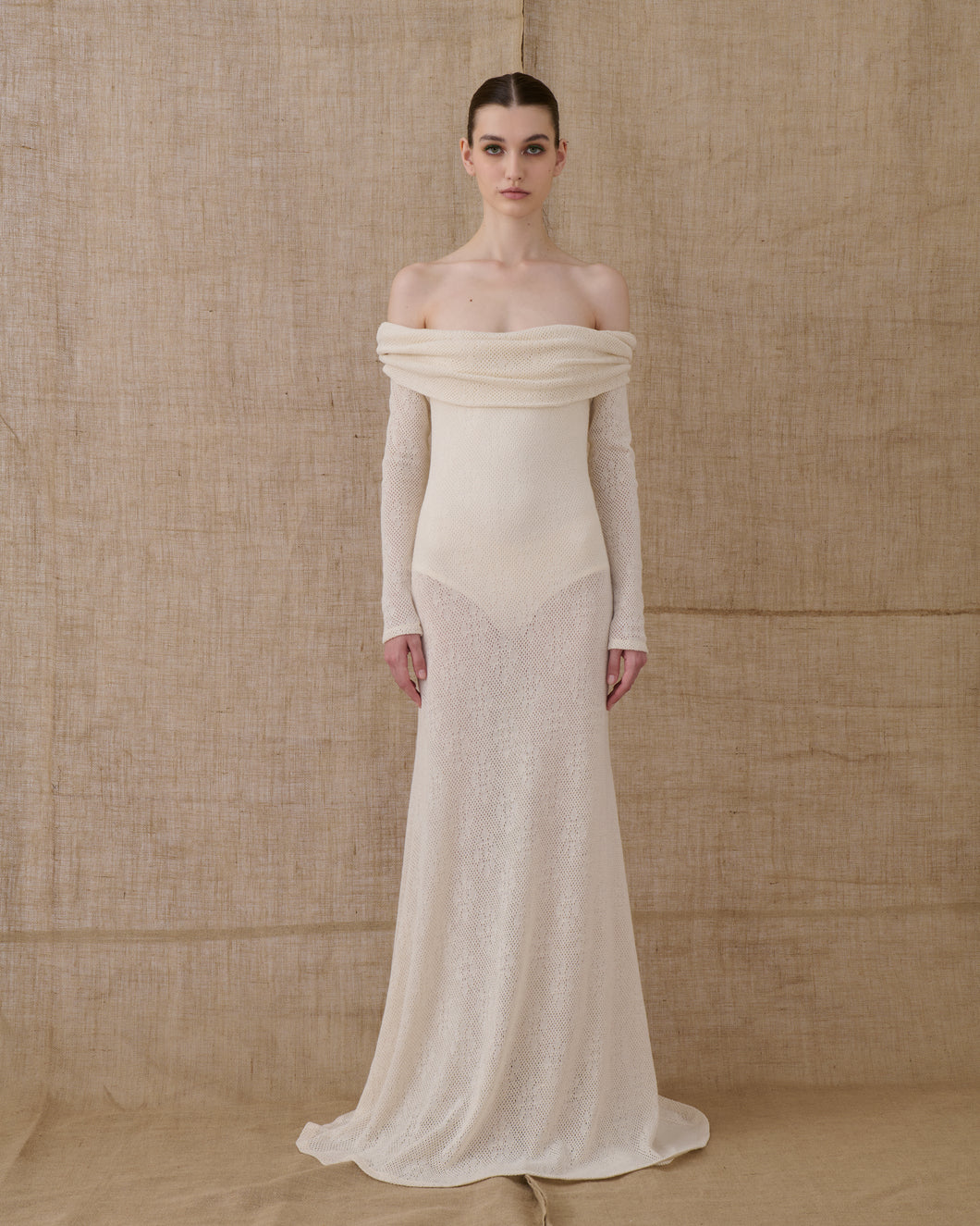 ECRU CROCHETED MAXI DRESS
