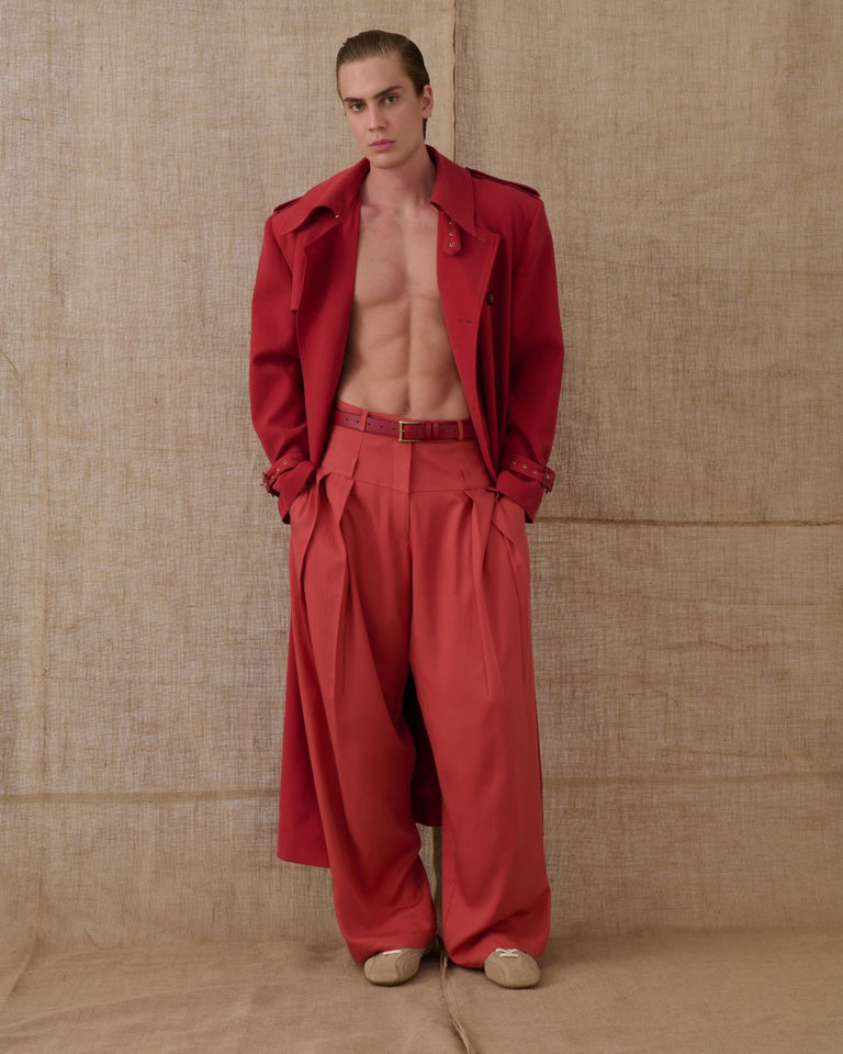 SANGUINE RED TRENCH COAT