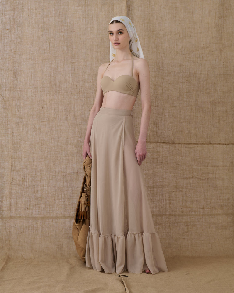 BEIGE RUFFLED SKIRT