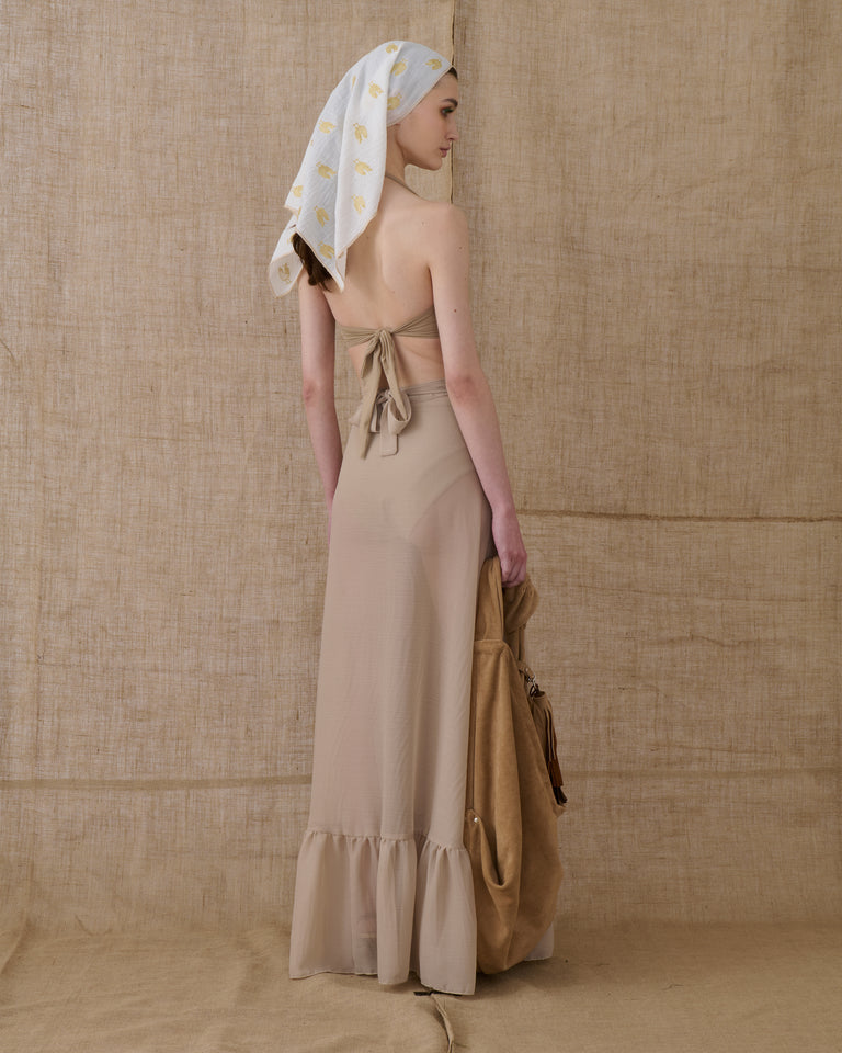 BEIGE RUFFLED SKIRT