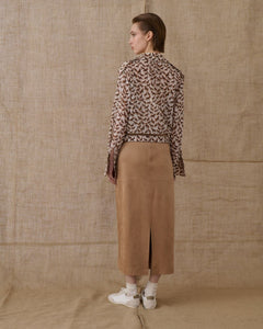 BEIGE MIDI SUEDE SKIRT