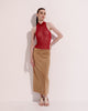 BEIGE MIDI SUEDE SKIRT