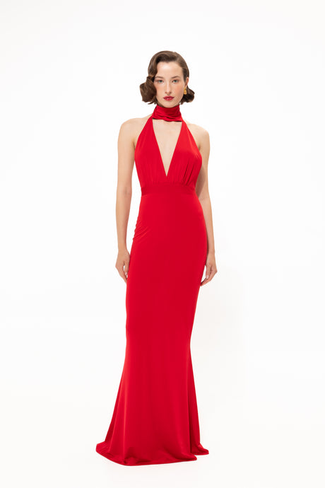 FIRE RED MAXI GOWN