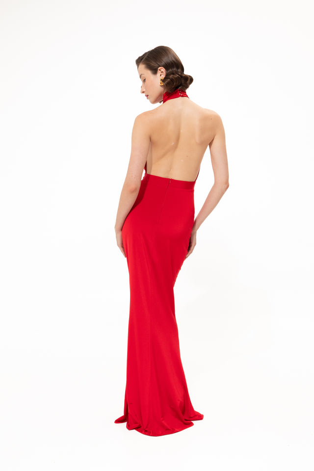 FIRE RED MAXI GOWN