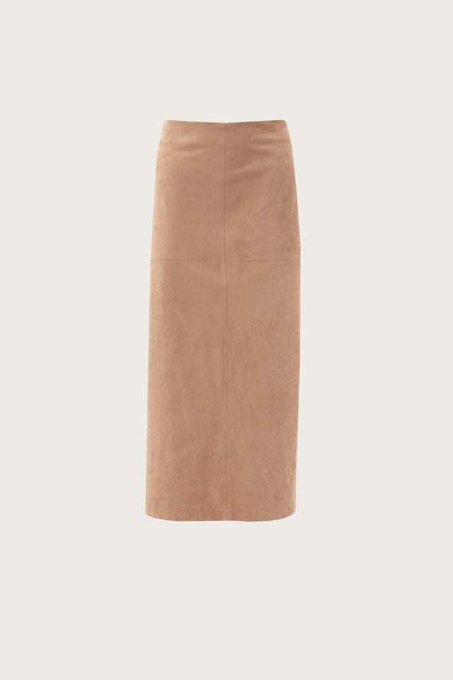 BEIGE MIDI SUEDE SKIRT