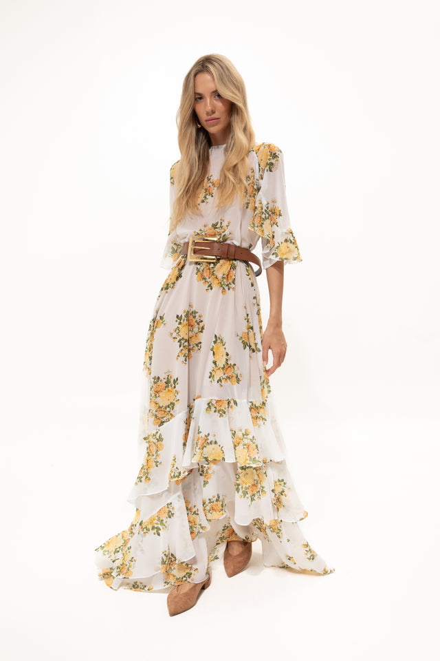 YELLOW FLOWER “JUNE” DRESS