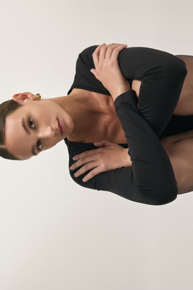 CLAUDIA LONGSLEEVE BODYSUIT BLACK