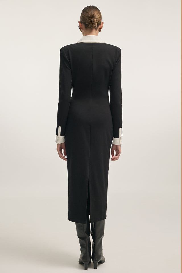 DEADLINE MAXI DRESS BLACK/WHITE